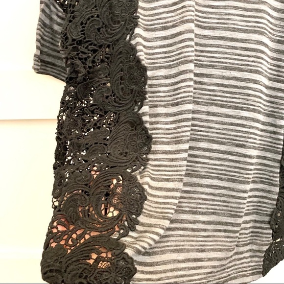 Free People Stripe Crochet Cut Out Crop Top - Picture 7 of 7